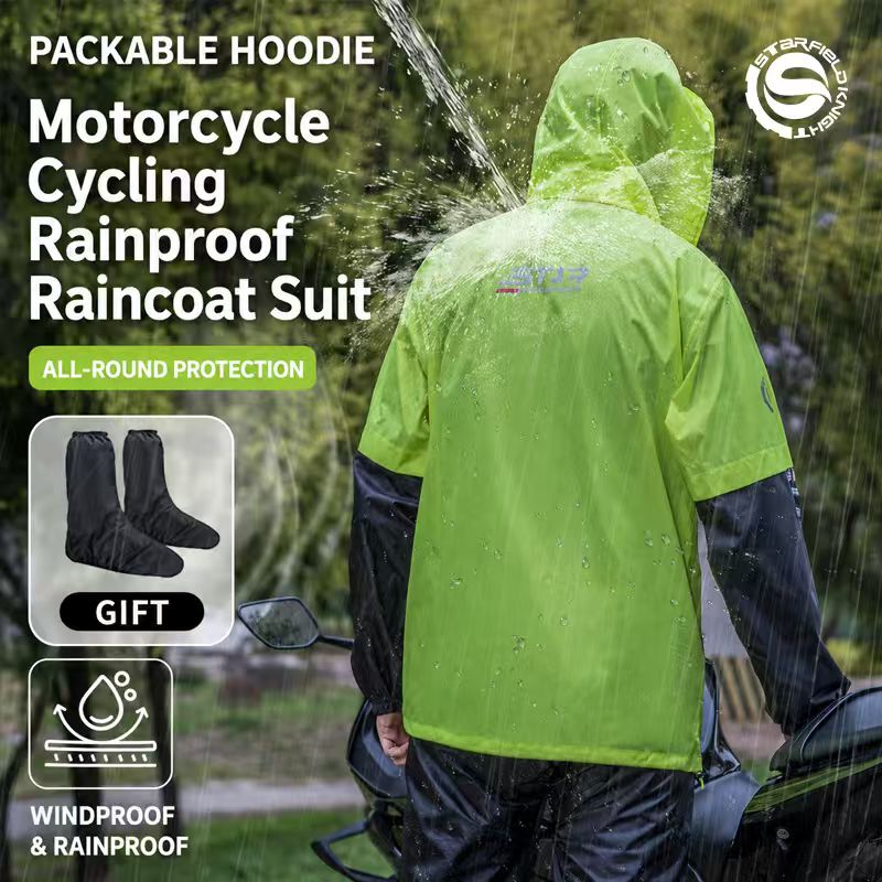 Motorcycle Gear Mens - SFK Motorcycle Riding Raincoat Rainpants Shoes-cover